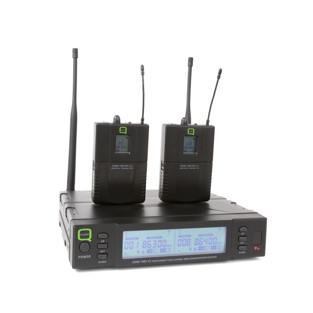 Q Audio QWM1960 BP V2 Dual Bodypack UHF Wireless System 863 865