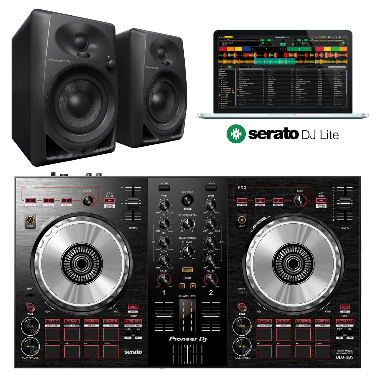 Pioneer DJ DDJ-SB3 Serato DJ Controller + DM-40 DJ Package – Knight Sound  and Light