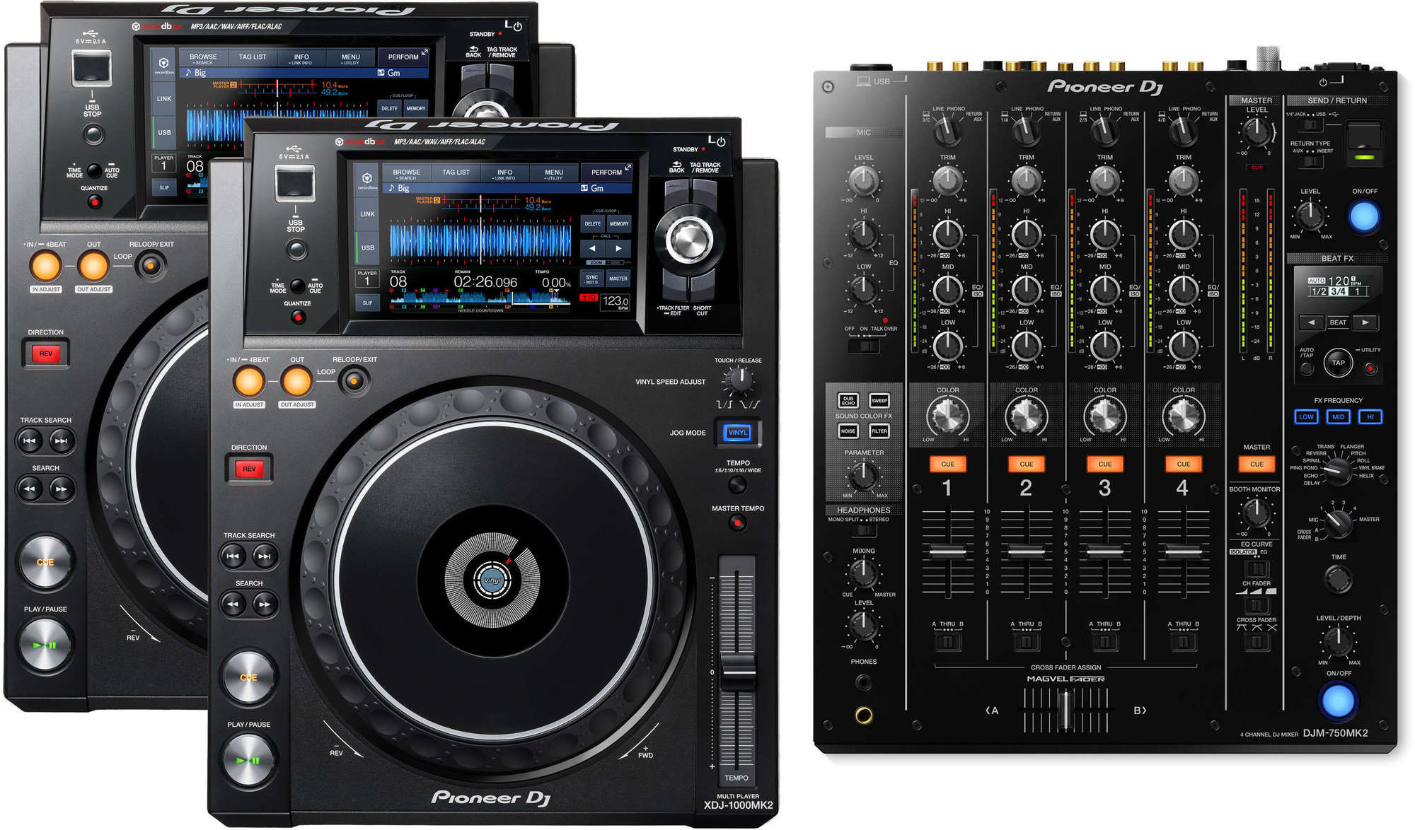 Pioneer DJ XDJ-1000 MK2 and Pioneer DJM-750 MK2 Package